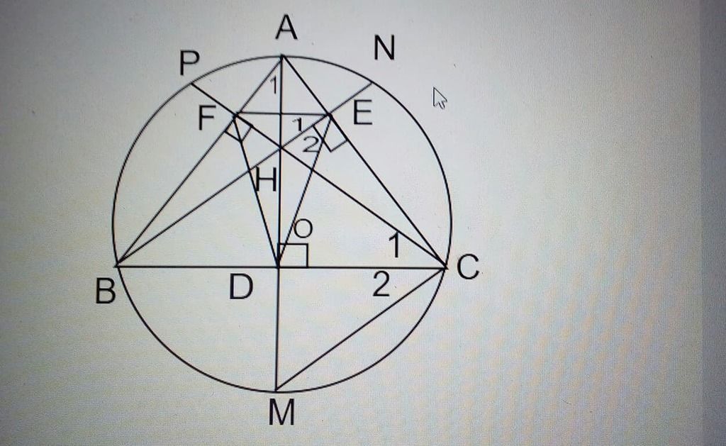 Cho tam giác ABC có ba góc nhọn nội tiếp đường tròn (O). Các đường ...