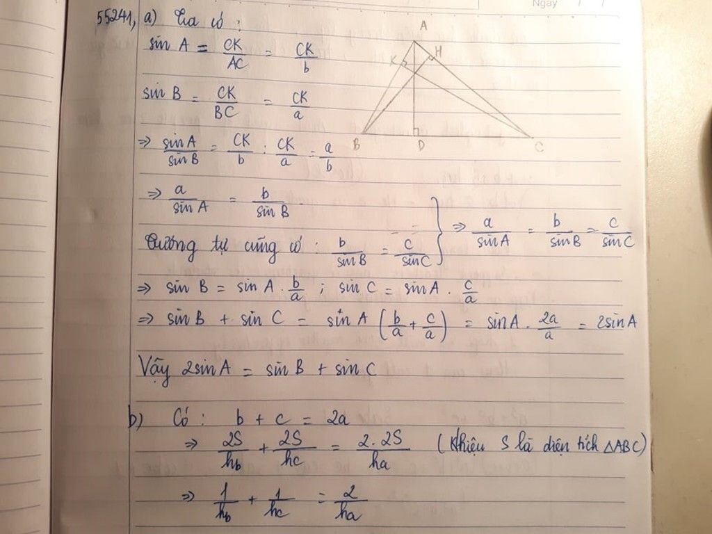 Cho Tam Giác ABC Nhọn Có BC = A, CA = B, AB = C Và B + C = 2a. A. CMR ...