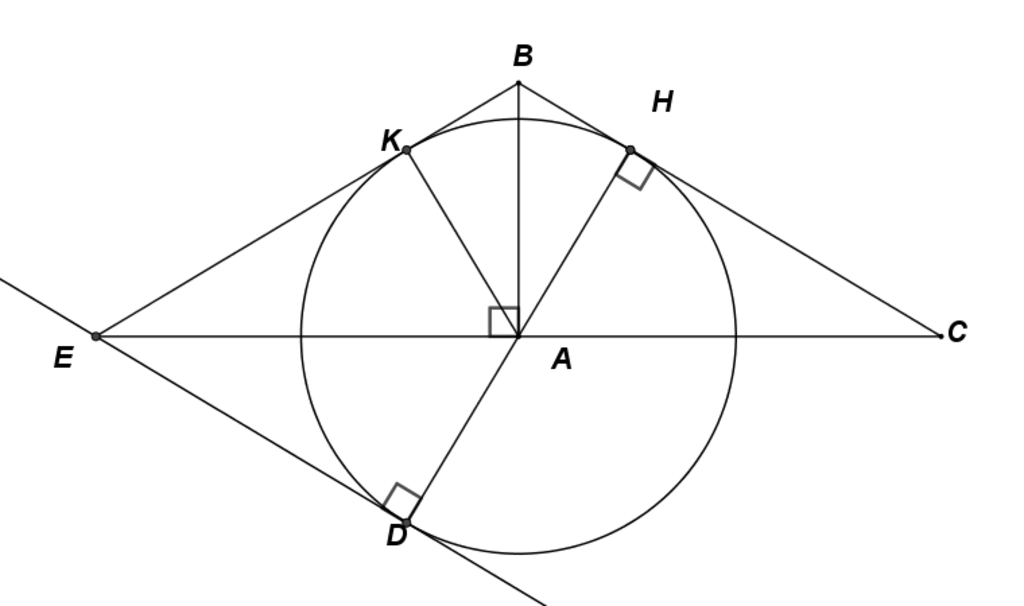 cho tam giác ABC vuông tại A có đường cao AH .Vẽ đường tròn tâm A ...