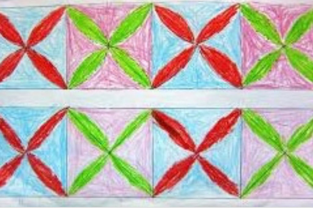 Bài 28  Vẽ tiếp hình và vẽ màu vào hình vuông đường diềm  Mỹ thuật lớp 1   Linhkidnet