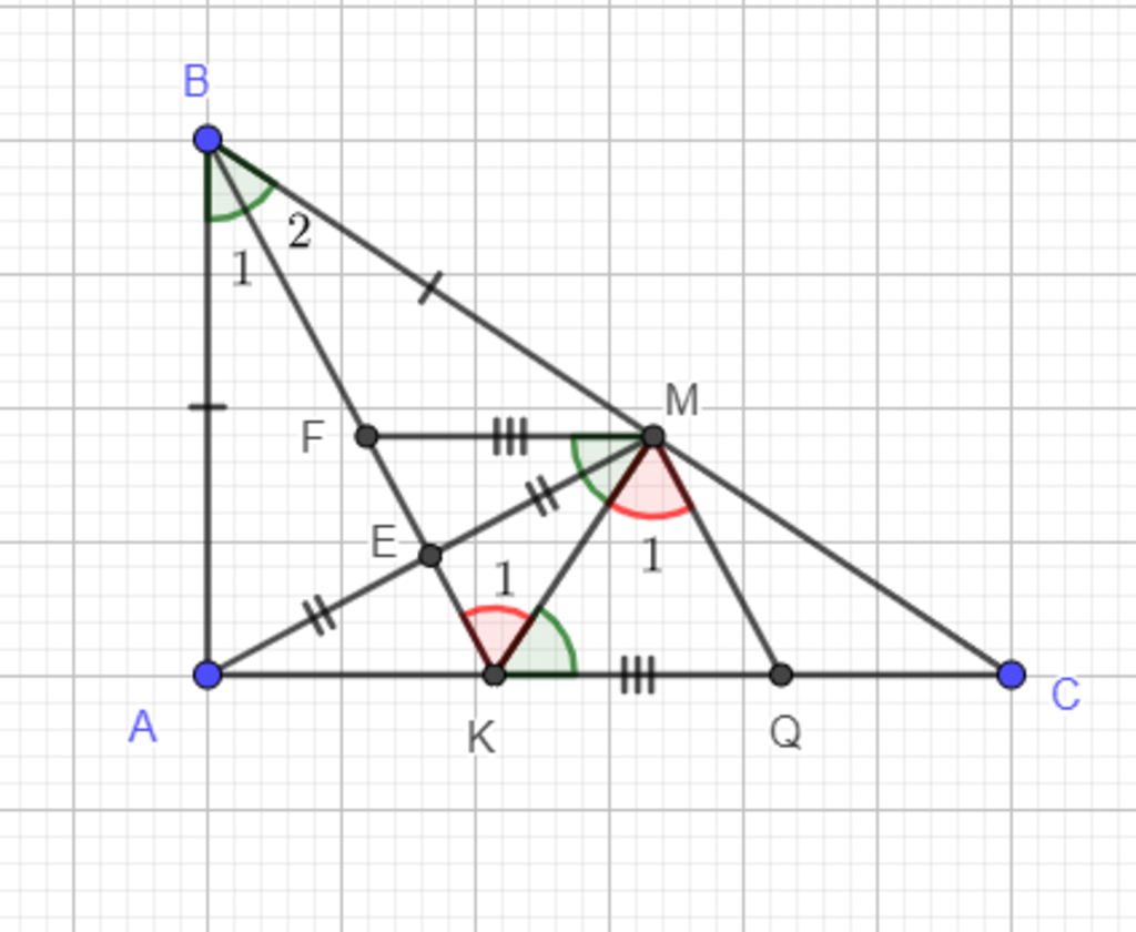 Tam giác ABC có gì đặc biệt với A là đỉnh vuông?
