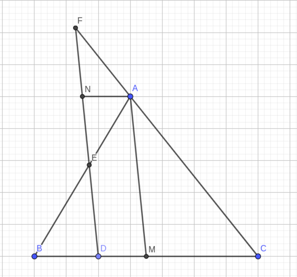 Cho tam giác ABC, đường trung tuyến AM. Qua điểm D thuộc cạnh BC Ê ...
