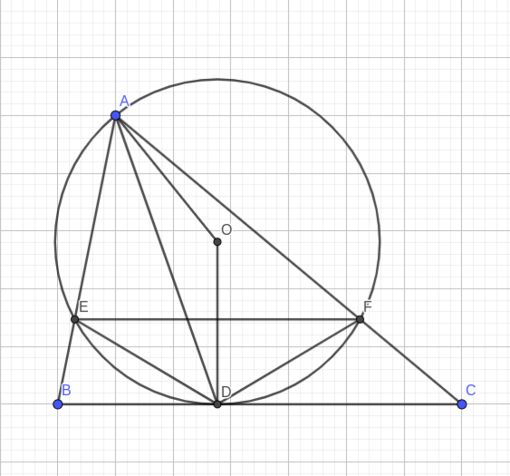 Cho tam giác ABC , phân giác AD . Vẽ đường tròn tâm O qua A và ...
