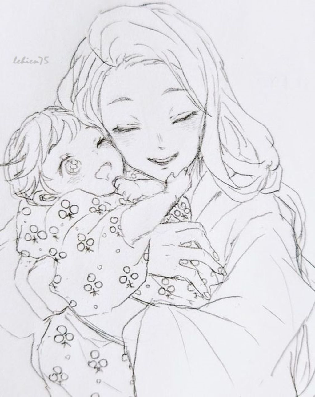 Bánh kem sinh nhật vẽ hình mẹ và con gái xinh xắn đáng yêu tặng mẹ  Bánh  Kem Ngộ Nghĩnh