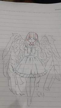 vẽ anime nữ có cánh thiên thần, vẽ ra giấy, ko chibi nha. Có màu ...