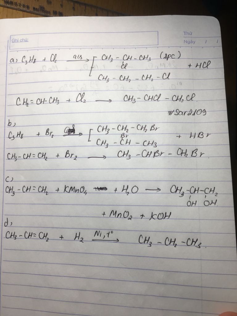 Công thức hóa học của phản ứng propan + br2 và tính chất của chúng