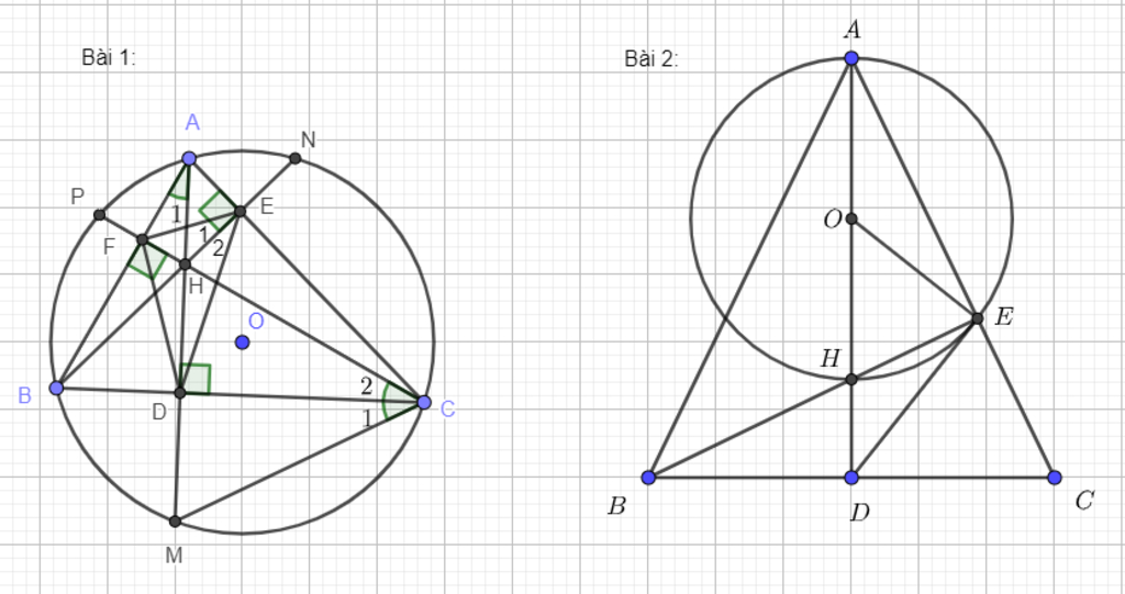 Cau 1 Cho Tam Giac Abc Co Ba Goc Nhọn Nội Tiếp đường Tron O Cac đường Cao Ad Be Cf Cắt Nhau Tại H Va Cắt đường Tron O Lần Lượt