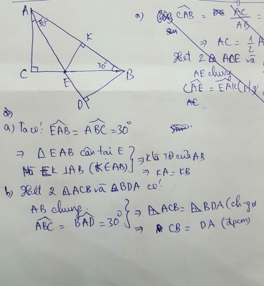 Tia phân giác của góc BAC cắt BC ở điểm E, thì EK và BD là gì?

