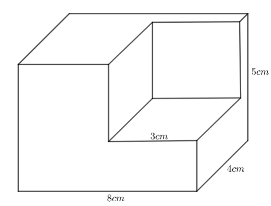 một khối kim loại dạng hình hộp chữ nhật có các kích thước như ...