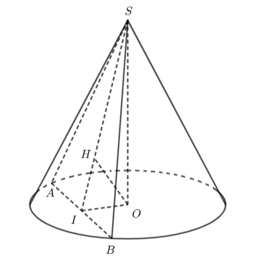 Cho hình nón có chiều cao bằng a. Biết rằng khi cắt hình nón đã ...
