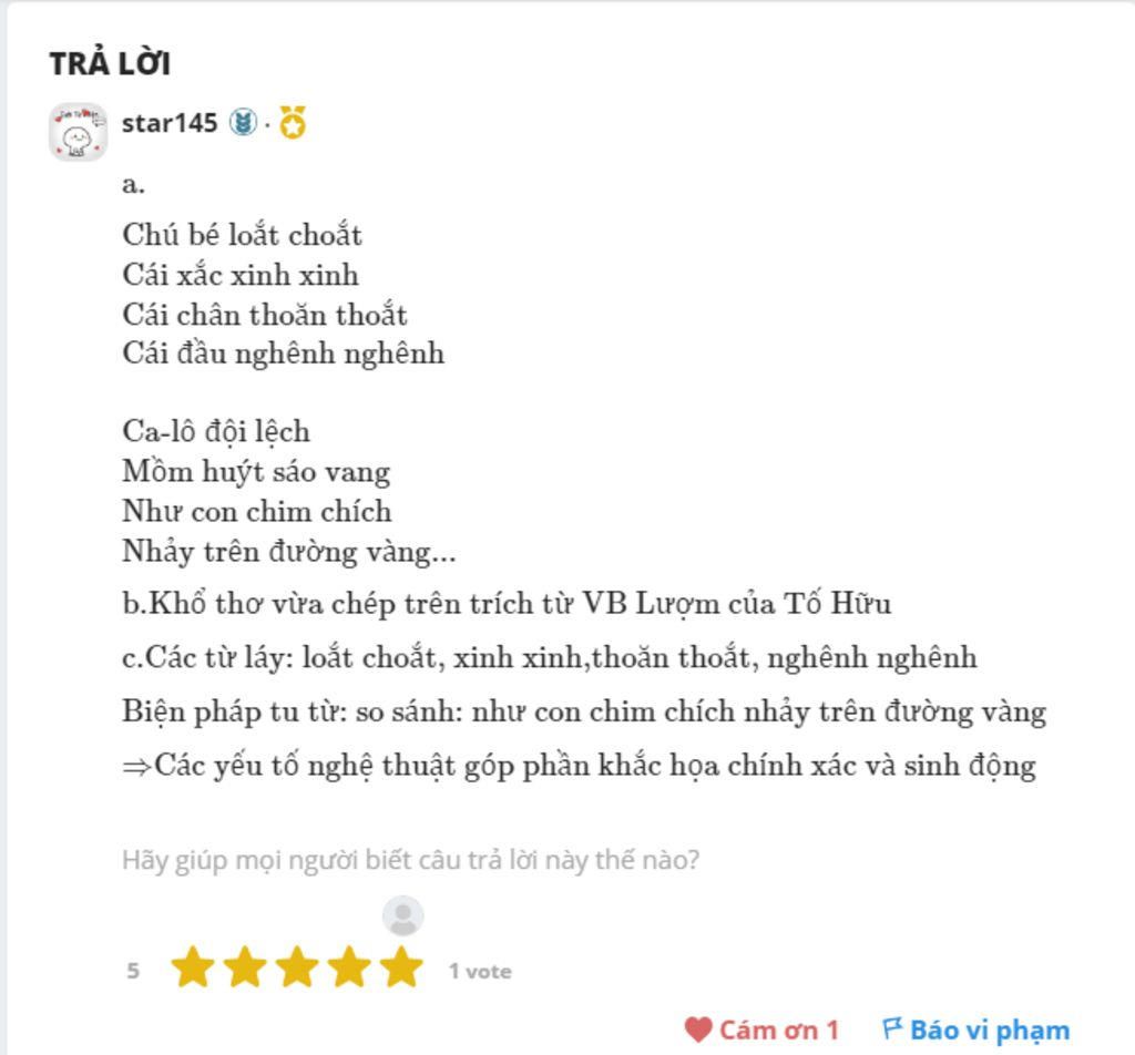 Cho Câu Thơ Chú Bé Loắt Choắt A.Chép Chính Xác 7 Câu Thơ Tiếp Để Hoàn Thành  Khổ Thơ B.Khổ Thơ Vừa Chép Trên Trích Từ Vb Nào, Của Ai C.Xác Định