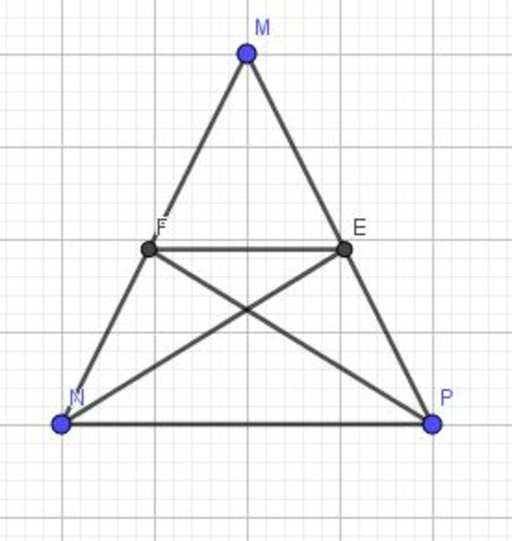 Cho tam giác MNP cân tại M, vẽ các đường phân giác NE và PF. CM: a ...