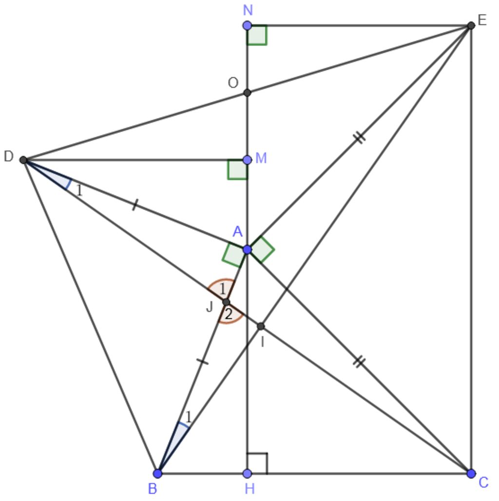 cho tam giác ABC . ở phía ngoài tam giác cơ vẽ những tam giác vuông ...