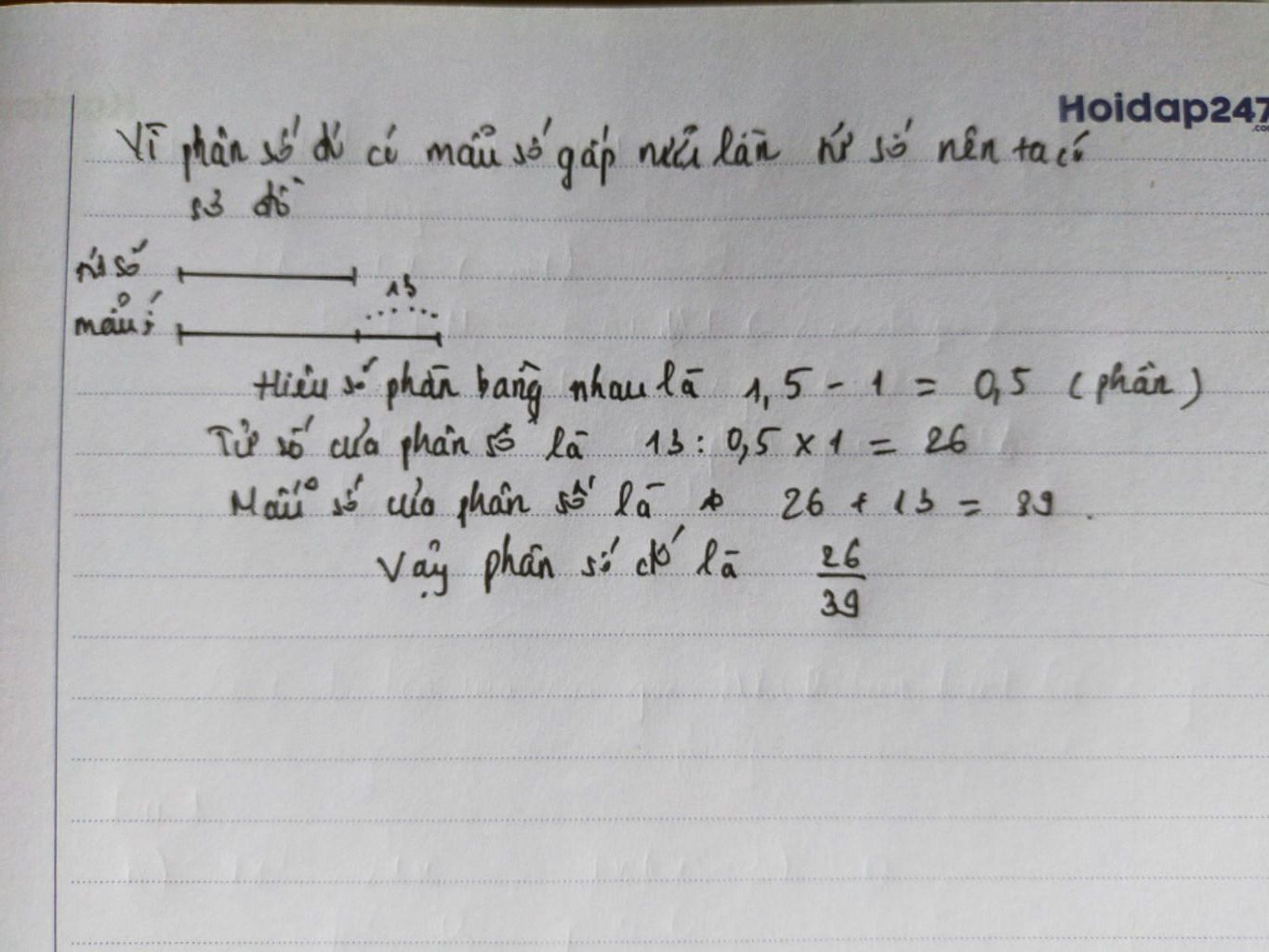 Một Phân Số Có Tử Số Kém Mẫu Số 13 Đơn Vị. Tìm Phân Số Đó Biết Mẫu Số Gấp  Rưỡi Tử Số. Câu Hỏi 1038762 - Hoidap247.Com