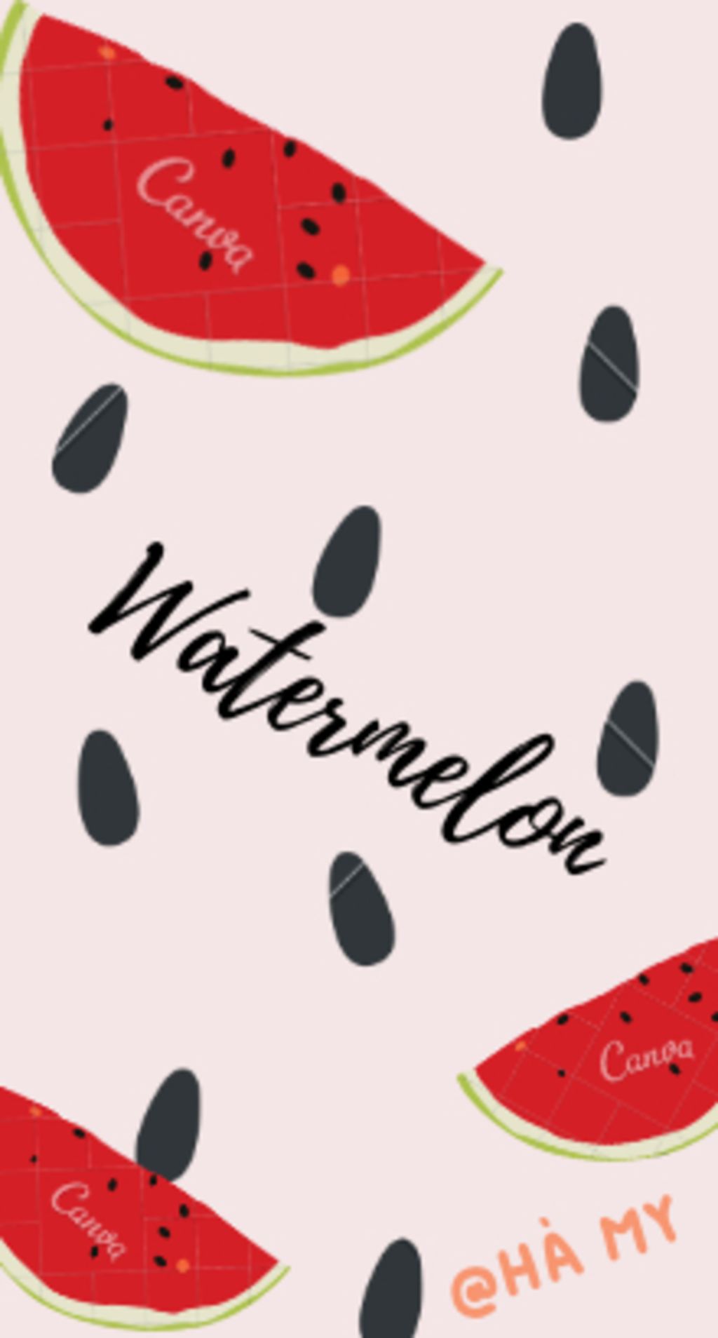 Thiết Kế Cho Tui Hai Pic Hình Nền Dưa Hấu Đáng Eo. >< Có Chữ Watermelon Ở  Giữa Nhé! Và Có Tên Trên Đó Càng Ok. Ai Nhanh Hơn Tui Cho Ctlhn.