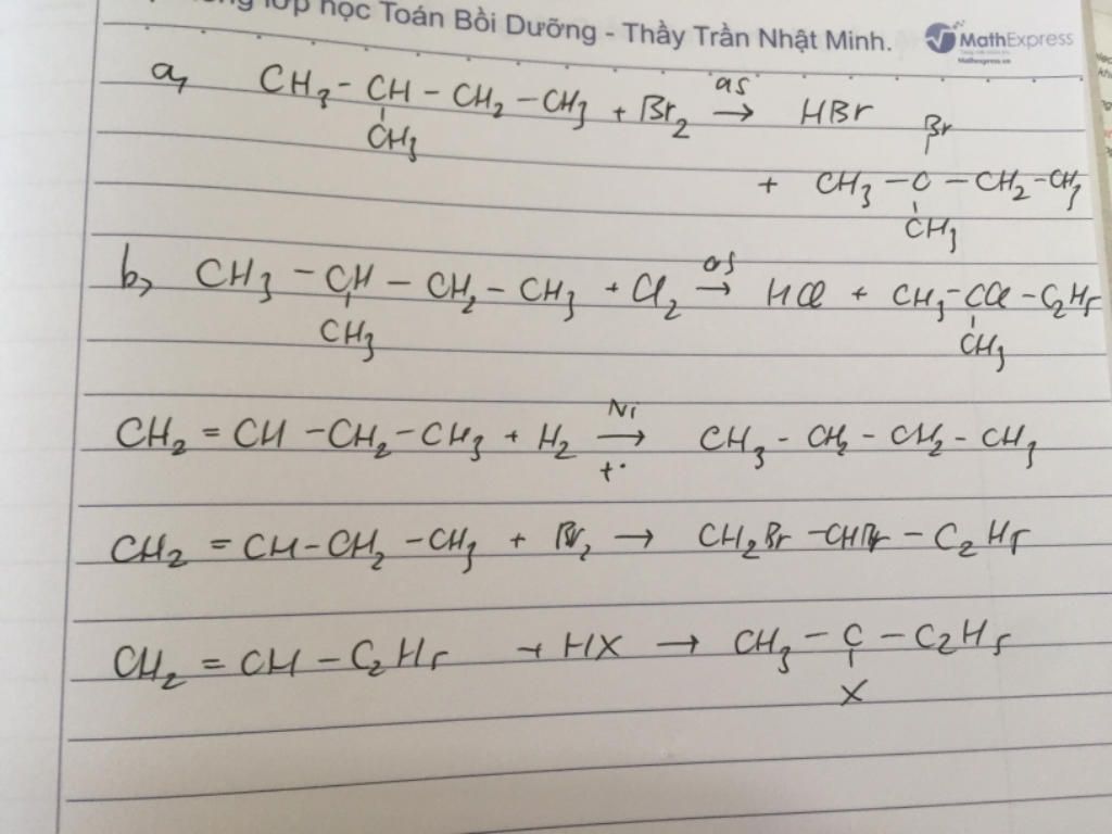 Phản ứng giữa 2-metylbutan + br2 phản ứng như thế nào?