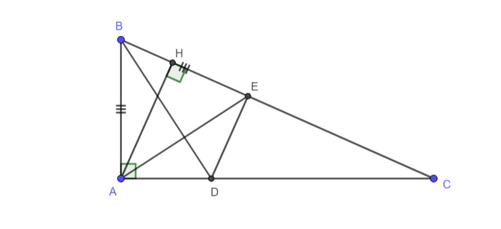 Trên tia đối của tia AB lấy điểm D, BD có phải là đường trung tuyến của tam giác ABC không?
