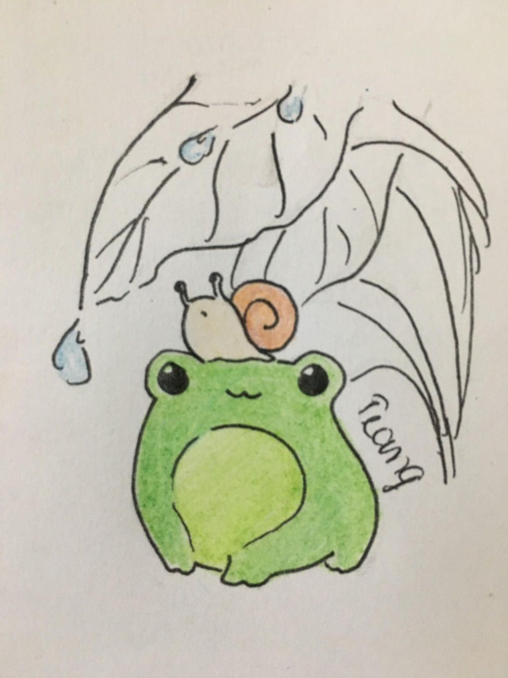 vẽ 1 con ốc sên đứng trên đầu con ếch ,vẽ làm saoo mà cho nó dễ ...