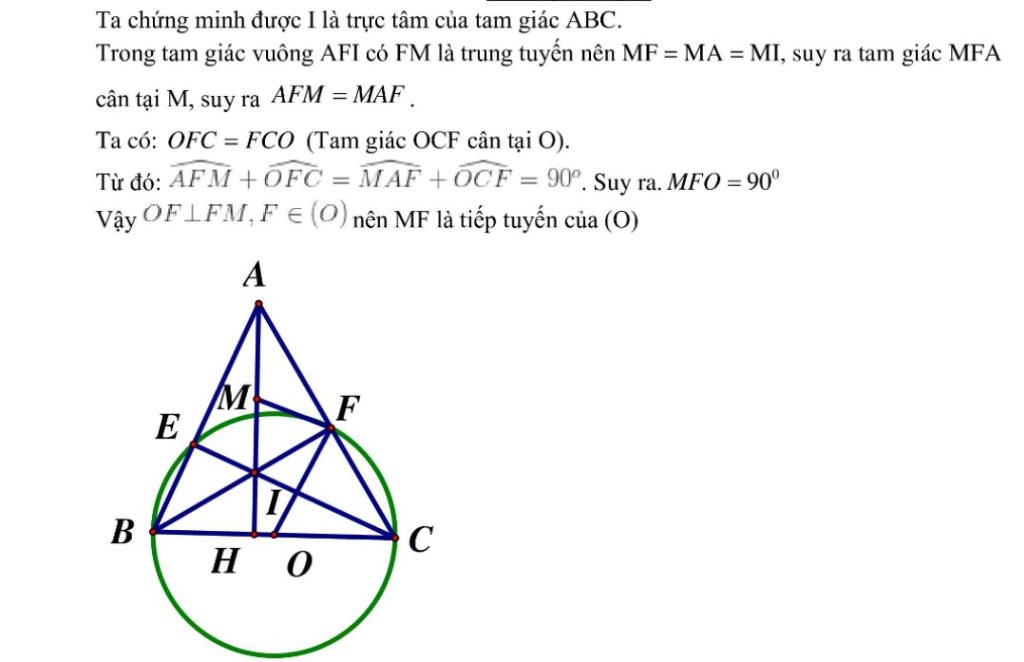 Cho tam giác ABC nhọn Vẽ đường tròn tâm O đường kính BC cắt AB AC lần lượt tại E và F BF và