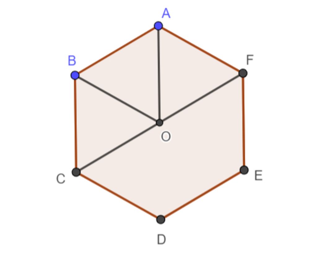 Cách tìm các vectơ bằng vectơ AB→ trên lục giác đều ABCDEF?
