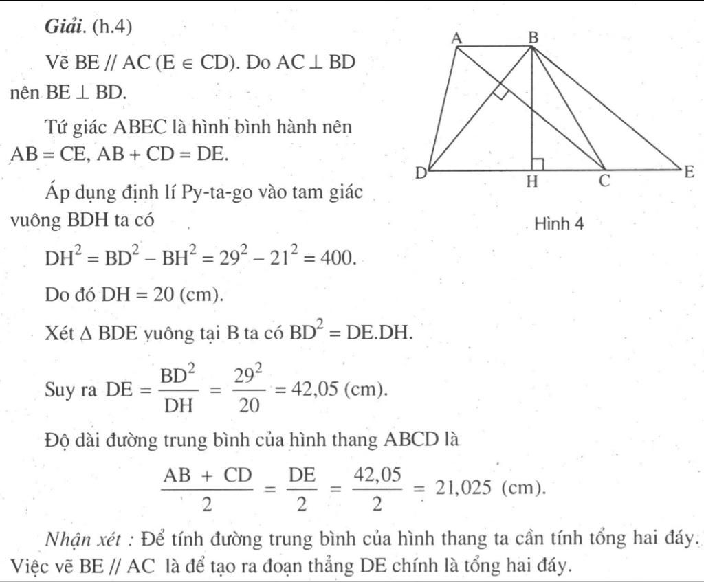 Cho hình thang ABCD AB CD có đường chéo vuông góc với nhau Biết BD cm chiều cao hình