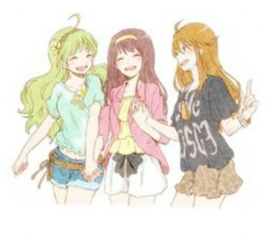 3 girls with blue hair, friends anime art - Anime Art - Phone Case |  TeePublic