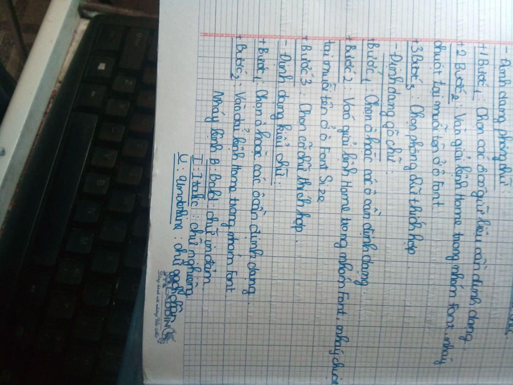 Nêu các bước định dạng phông chữ và định dạng gõ chữ và định dạng ...