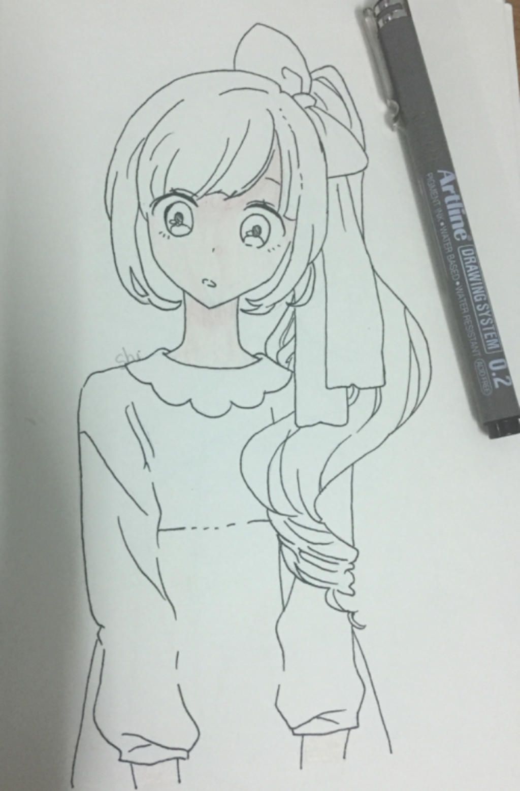 Vẽ anime hoặc chibi. Line bằng bút line Sakura hoặc bút Arline ...