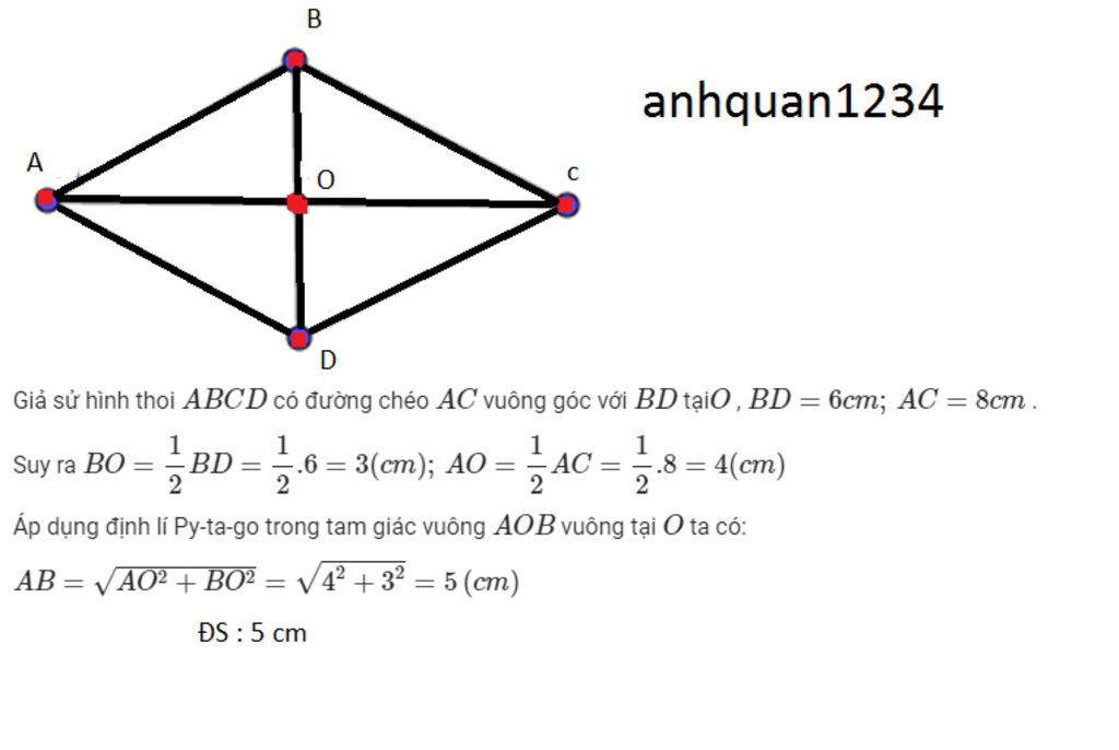 Công thức tính đường chéo hình thoi  QuanTriMangcom