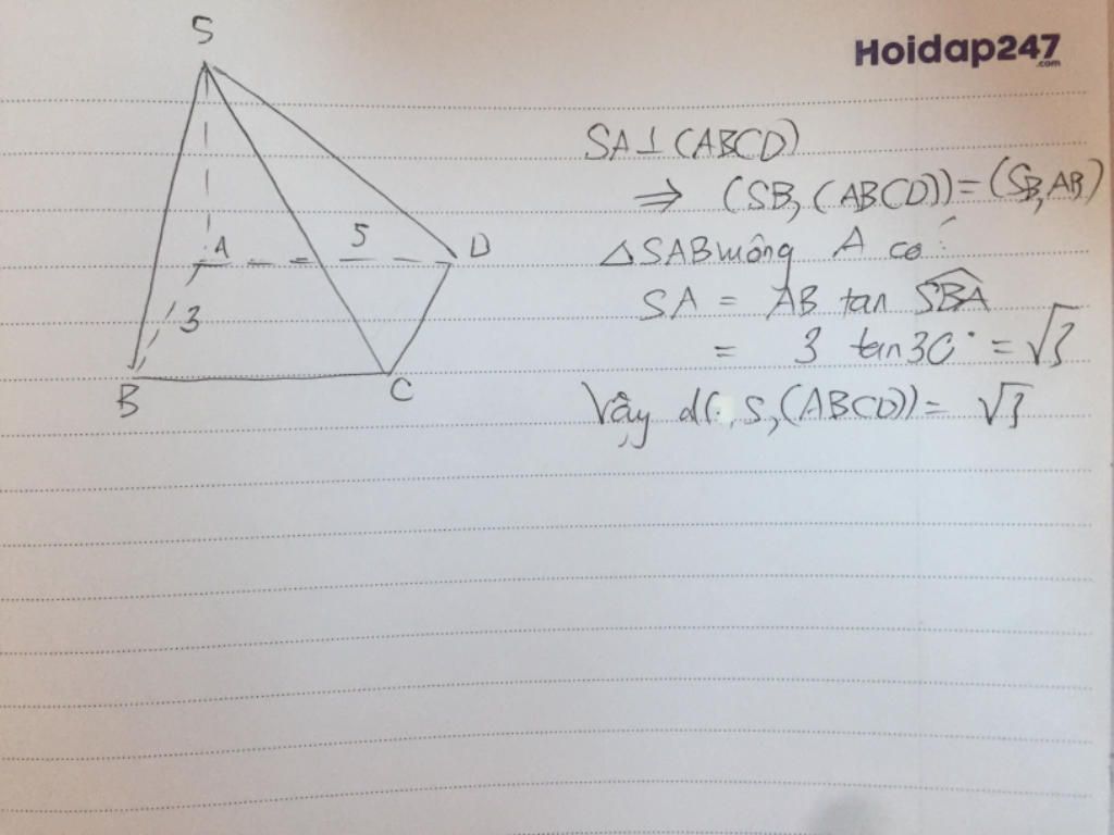 Cho Hình Chóp SABCD Có đáy Là HCN , AB=3cm, AD=5cm,SA Vuông Góc (ABCD ...