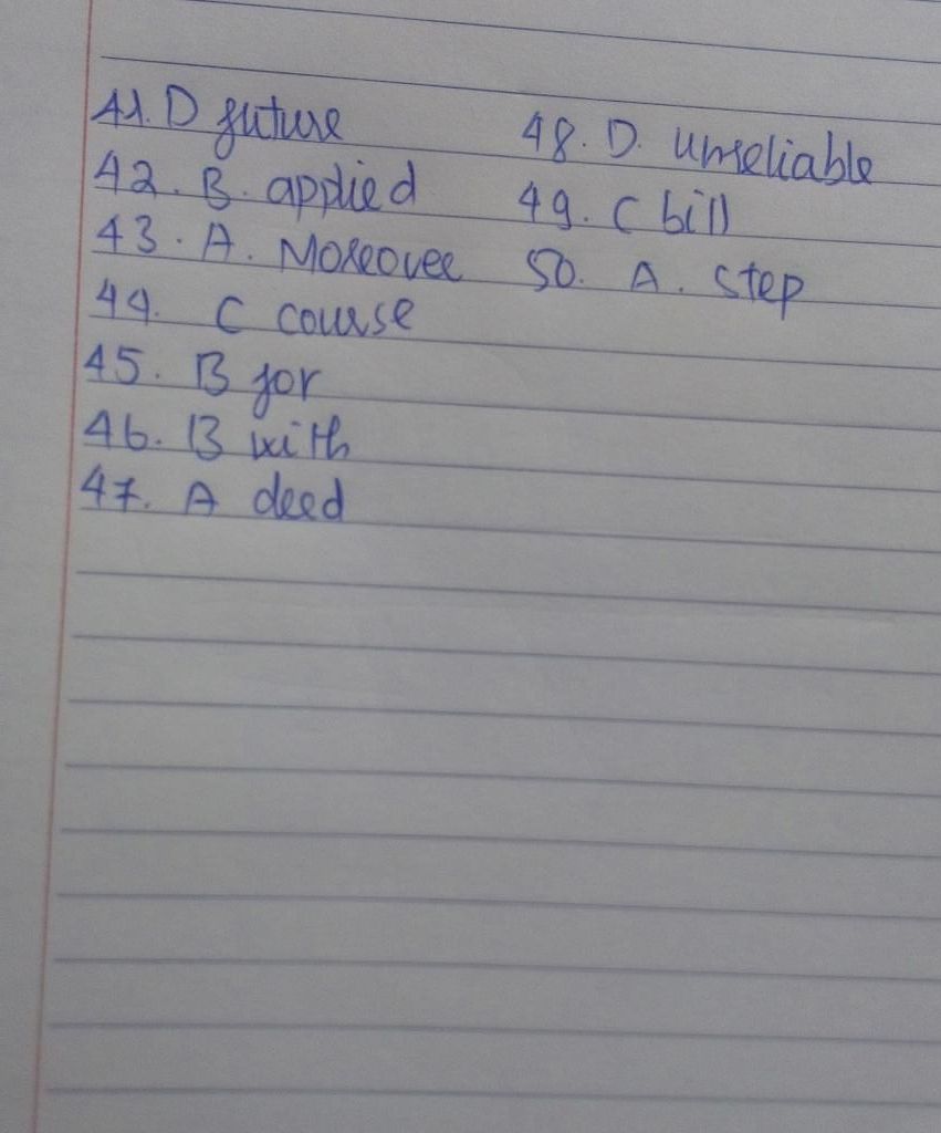 Read The Text Below And Decide Which Answer (A, B, C, Or D) Best Fits ...