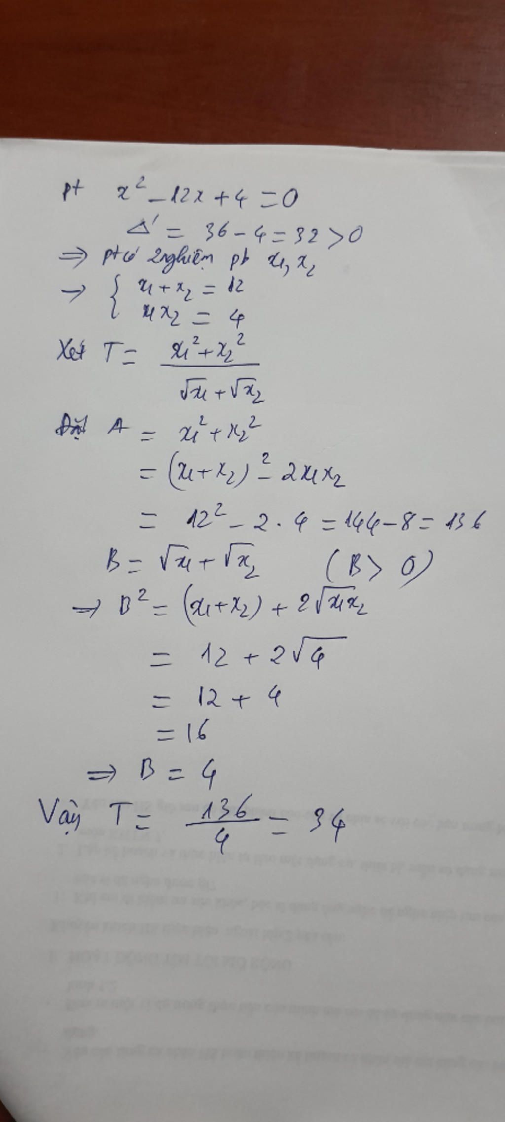 Cho Pt X 2 12x 4 0 C 2 Nghi m X1 x2 T frac x 1 2 x 2 2 cho-pt-x-2-12x-4-0-c-2-nghi-m-x1-x2-t-frac-x-1-2-x-2-2