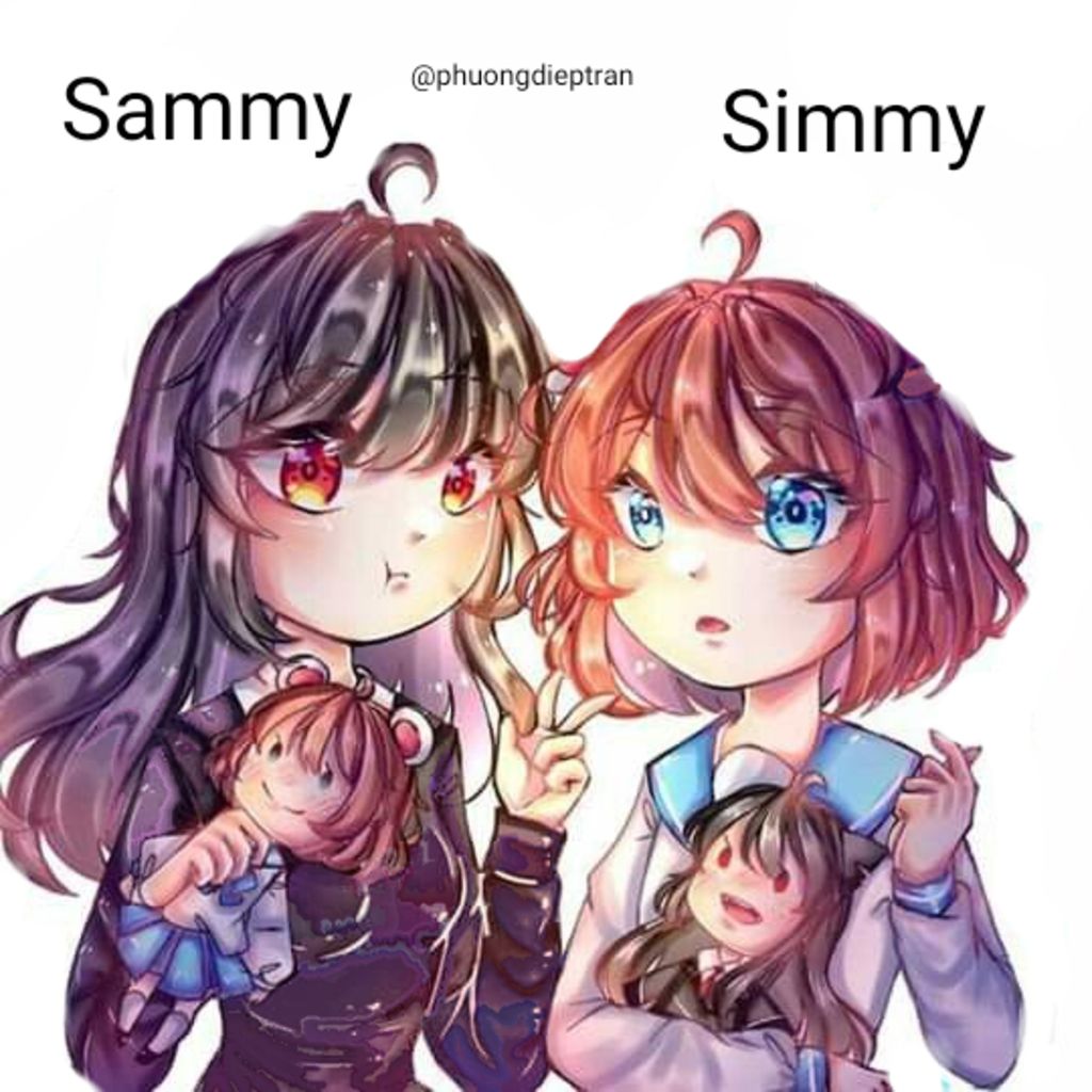 Một bức tranh vẽ chibi Sim và Sam đầy màu sắc sẽ khiến bạn bật ngửa nụ cười với sự dễ thương và hài hước của hai nhân vật này.