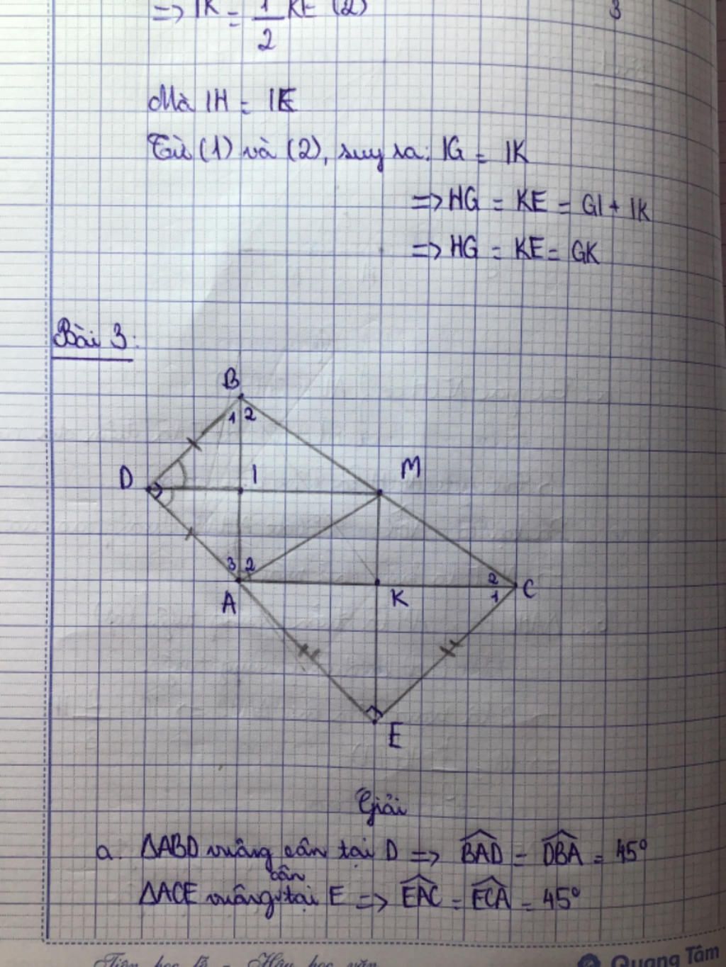 Cho tam giác ABC vuông bên trên A .Về phía tam giác ABC,vẽ nhị tam giác ...