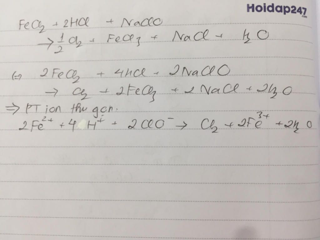 Quá trình phản ứng Naclo và Hcl tạo ra những chất phản ứng nào?
