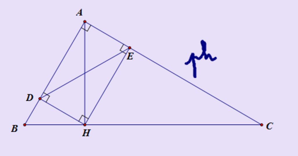 cho tam giác ABC vuông tại A Đường cao AH Gọi D và E lần lượt là hình chiếu của H trên AB AC