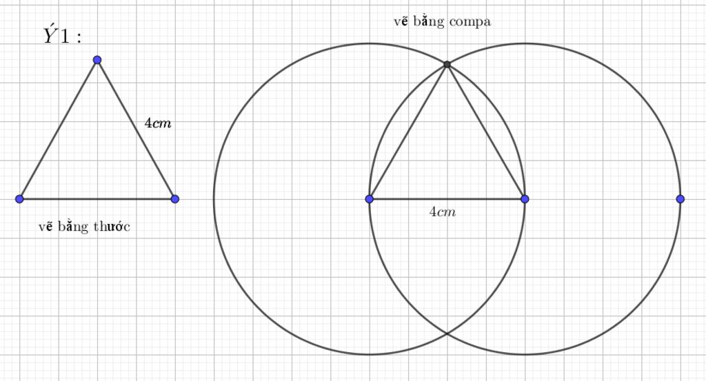 Vẽ tam giác ABC đều cạnh 4 cm bằng thước, e ke Vẽ tam giác MNP đều ...