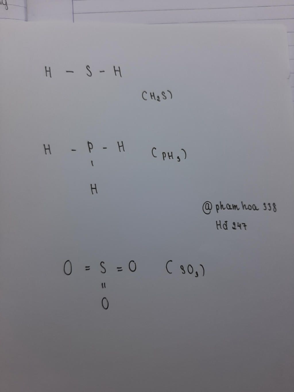 Bài 1: Viết sơ đồ công thức của các hợp chất sau: H2S, PH3, SO3 ...