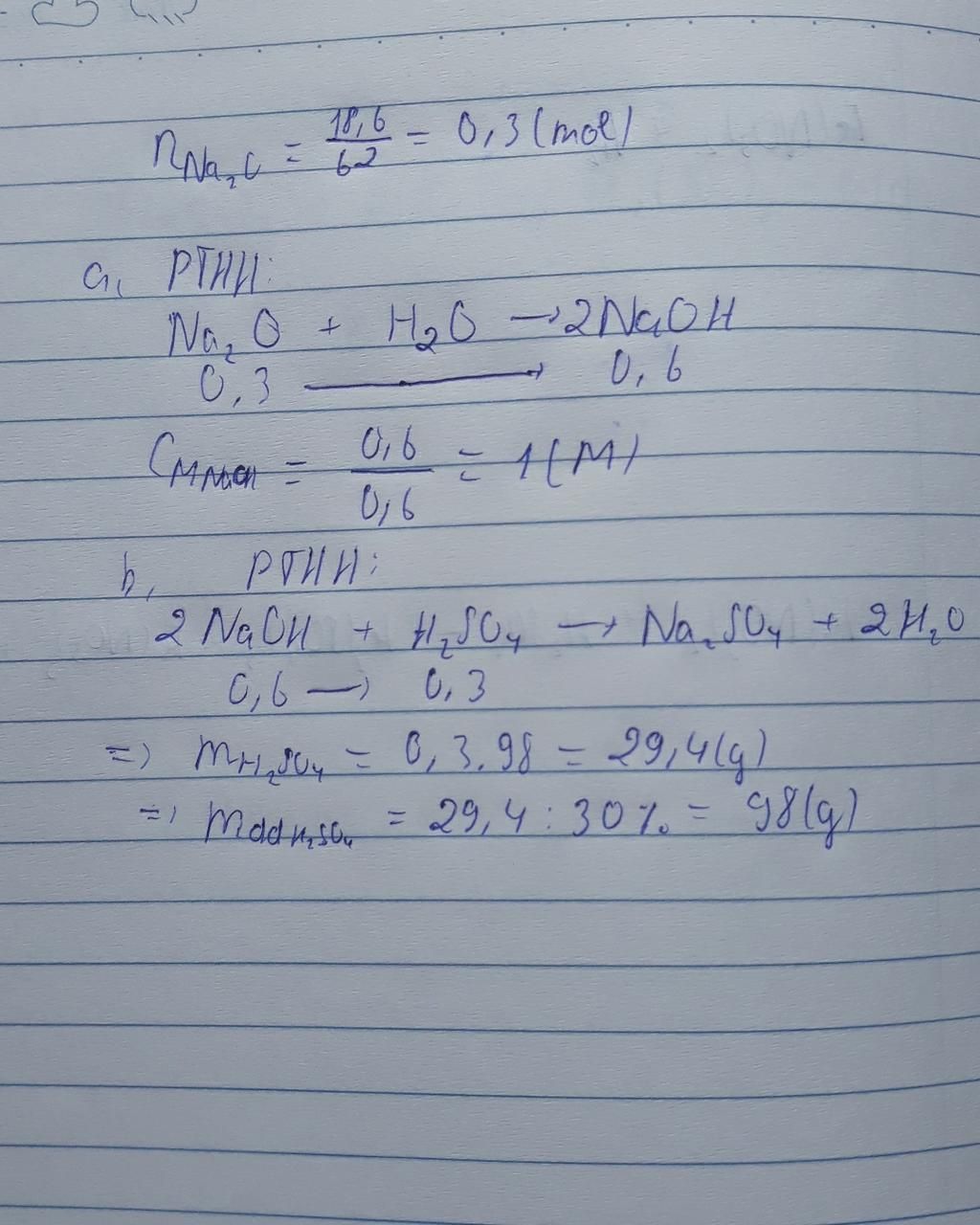 Sử dụng bao nhiêu khối lượng dung dịch H2SO4 20% để phản ứng hoàn toàn với một lượng natri oxit cho trước khi thu được dung dịch bazơ?