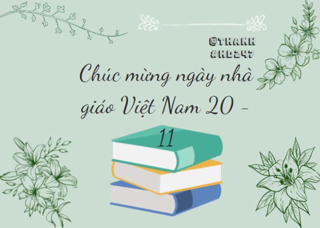 Mẫu thiệp 20/11 Canva đã cập nhật đầy đủ các thiết kế mới nhất cho năm 2024, đảm bảo sẽ làm bạn hài lòng. Dễ dàng cải biên và thêm thông tin của riêng bạn trước khi in. Hãy xem ngay hình ảnh liên quan để tìm được thiệp ưng ý nhất cho ngày lễ tuyệt vời này!