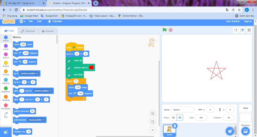 Lập Trình Trong Scratch Dạng Tiếng Anh Để Vẽ Ngôi Sao 5 Cánh. Câu Hỏi  3221969 - Hoidap247.Com