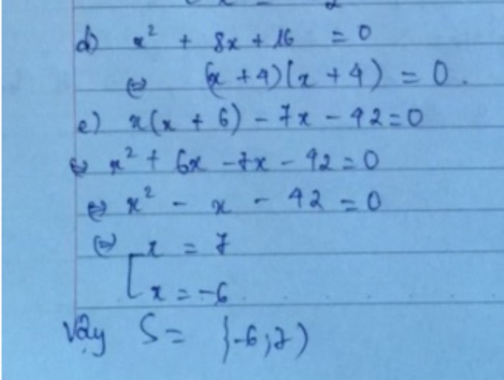 T m X d x 2 8x 16 0 e x x 6 7x 42 0 f 25x 2 9 0 C u H i