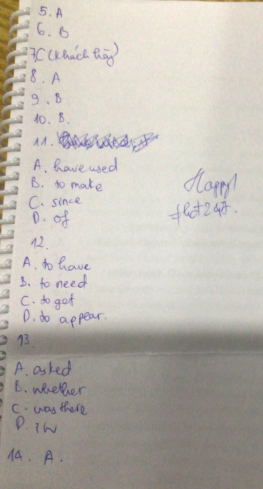 5 Mark The Letter A, B, C Or D On Your Answer Sheet To Indicate The ...