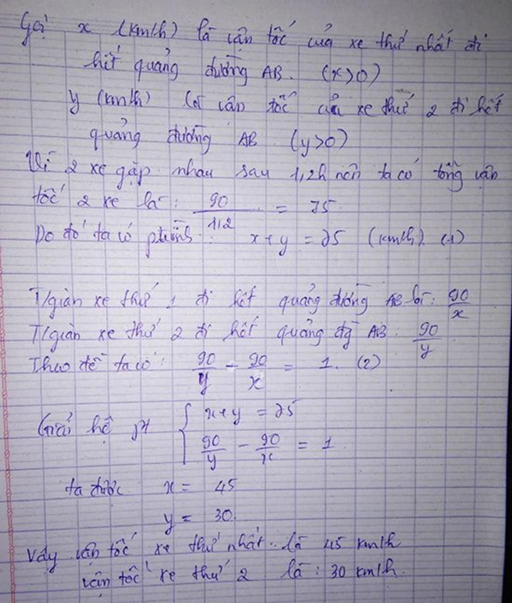 Hai Xe Máy Khởi Hành Cùng Một Lúc Từ Hai Tỉnh A Và B Cách Nhau 90 Km ...