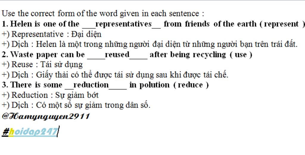 use-the-correct-form-of-the-word-given-in-each-sentence-1-helen-is-one-of-the-from-friends-of-th