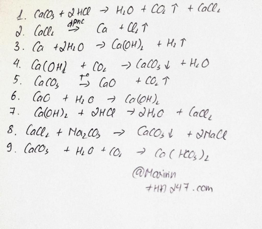 CA-cao-CA Oh 2-cacl2. Составьте уравнения химических реакций:CA-cao-CA(Oh)2-caco3-cacl4. CA--->cao--->CA(Oh) 2--->cacl2---CA ионное.