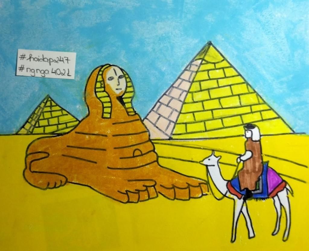 Vẽ 1 bức tranh về kim tự tháp vè càng đẹp càng tốt tô bằng màu j ...