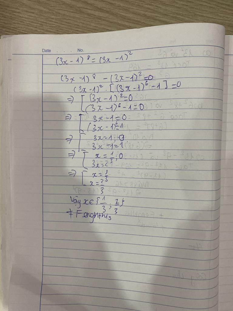 Môn Toán Lớp 7: Tìm X,Biết: $(3X-1)^8$=$(3X-1)^2$ Mong Các Bạn Giúp Mik Ai  Làm Nhanh Mik Sẽ Cho Ctlhn Nha - Mầm Non Hương Sen