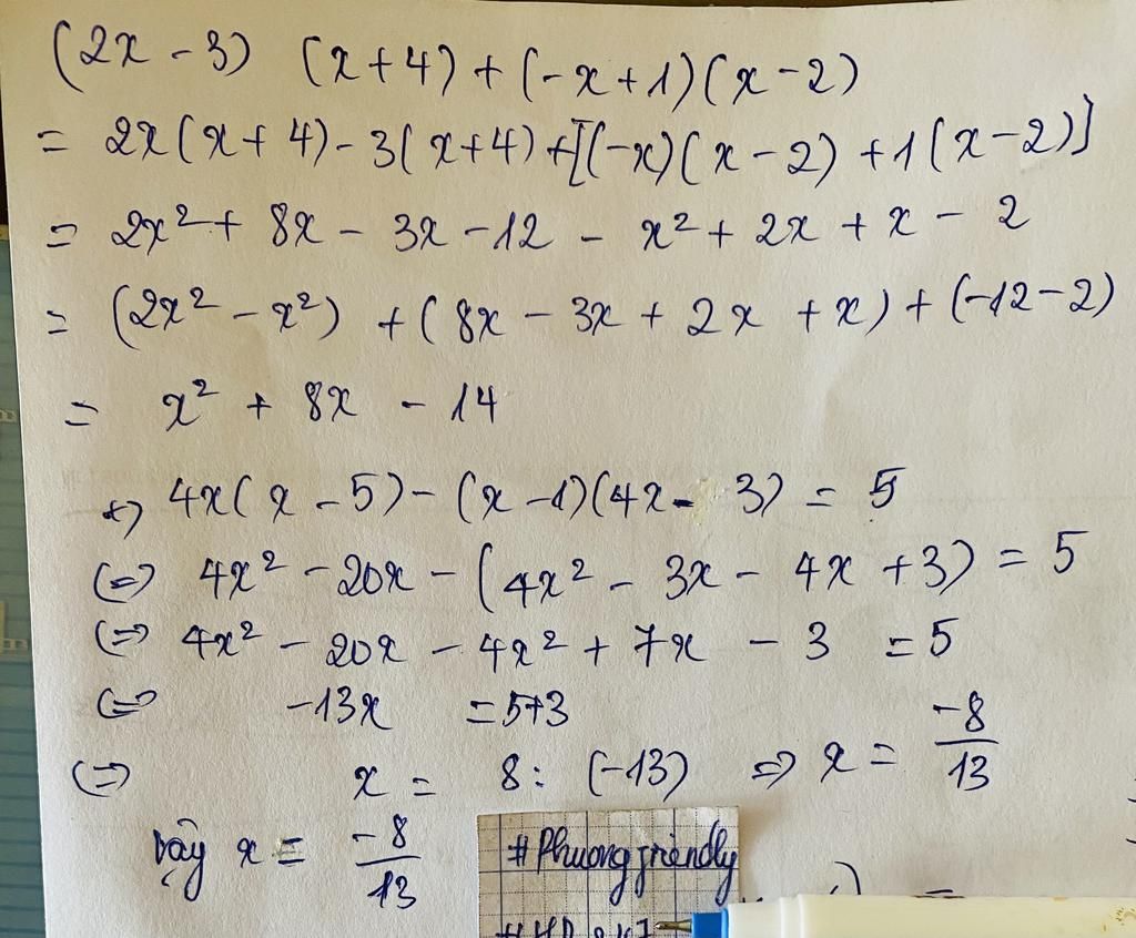 4x x 5 )-( x 1 )( 4x 3 )= 5