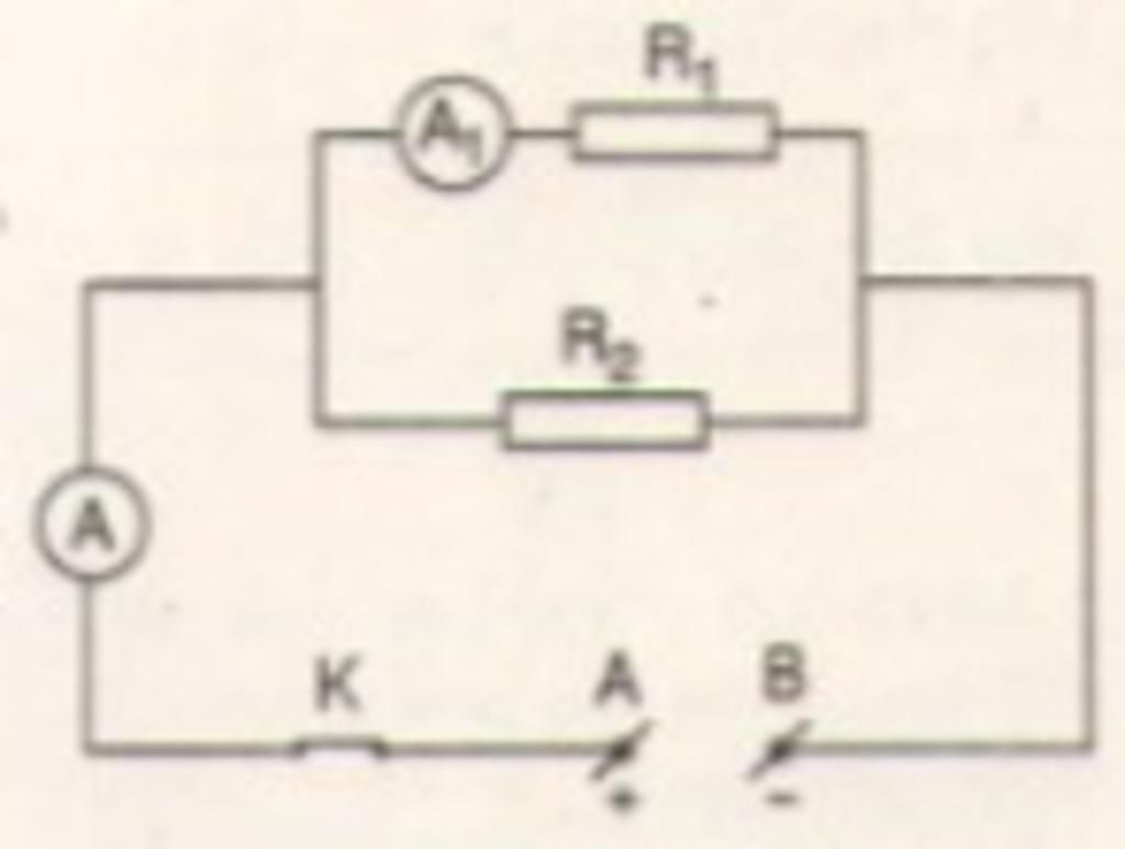 Cho mạch điện có sơ đồ như hình 6.2 , trong đó R1=10 ôm , ampe kế A1 ...